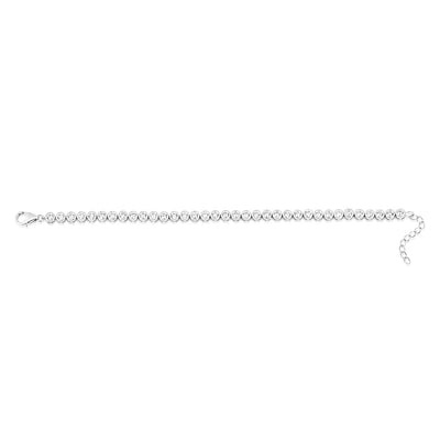 Sterling Silver 3mm Bezel White Cubic Zirconia 16+3cm Bracelet