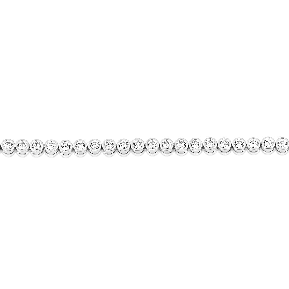 Sterling Silver 3mm Bezel White Cubic Zirconia 16+3cm Bracelet
