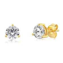 Load image into Gallery viewer, Gold Plated Sterling Silver CZ Stud Earrings