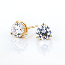 Load image into Gallery viewer, Gold Plated Sterling Silver CZ Stud Earrings