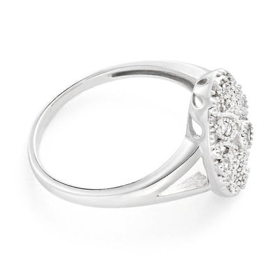Sterling Silver Rhodium Plated Cubic Zirconia Style Vintage Ring