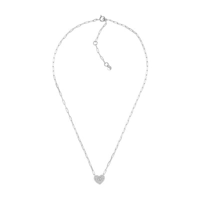 Michael Kors Sterling Silver Premium Pave Heart Pendant with Chain