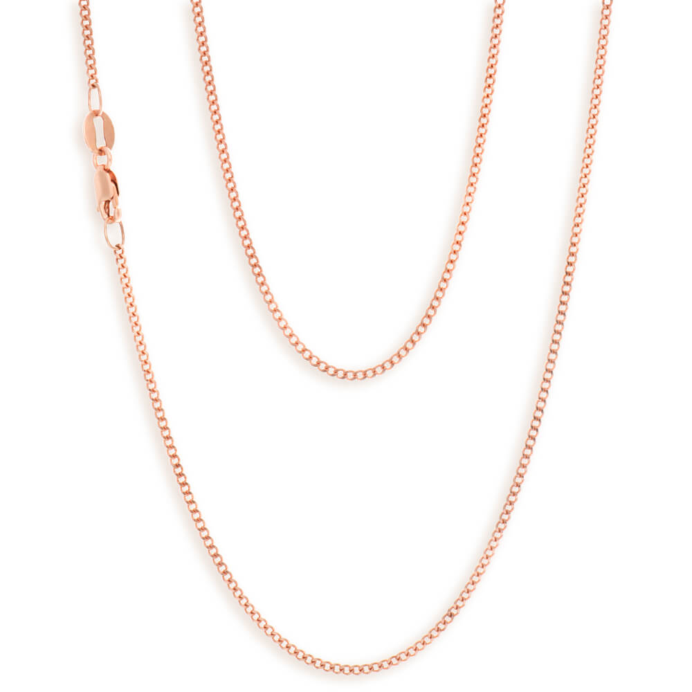 9ct Rose Solid Gold Diamond Cut 45cm 40 Gauge Curb Chain