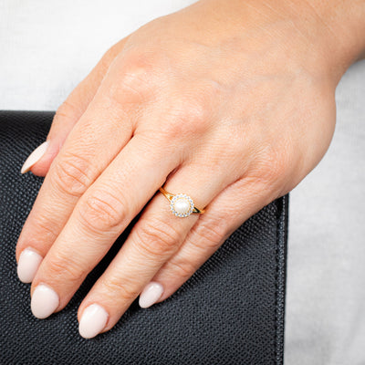 Sterling Silver 14ct Gold Plated Freshwater Pearl And Zirconia Ring