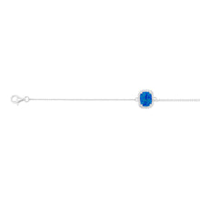 Load image into Gallery viewer, Sterling Silver Rhodium Plated Rectangle Created Blue Opal And White Zirconia 15.5+3cm Bracelet