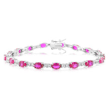 Load image into Gallery viewer, Created Ruby &amp; Cubic Zirconia Bracelet Set in Sterling Silver