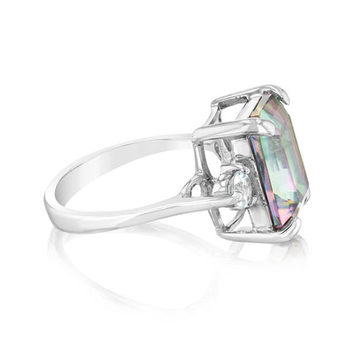 7.5 Carat Mystic Quartz & White Topaz Ring in Sterling Silver