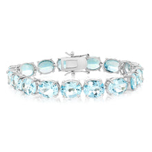 Load image into Gallery viewer, 50 Carat Blue Topaz Tennis 18cm Bracelet Set in Sterling Silver