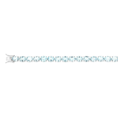 50 Carat Blue Topaz Tennis 18cm Bracelet Set in Sterling Silver