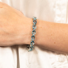Load image into Gallery viewer, 50 Carat Blue Topaz Tennis 18cm Bracelet Set in Sterling Silver