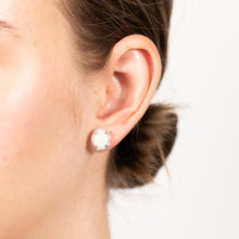 Load image into Gallery viewer, Opal &amp; 5 Points Diamond Stud Earrings in Sterling Silver