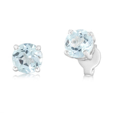 Load image into Gallery viewer, Sterling Silver Natural Blue Topaz 5mm Stud Earrings