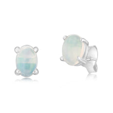 Load image into Gallery viewer, Sterling Silver Natural Opal Oval 4x6mm Stud Earrings