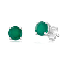 Load image into Gallery viewer, Sterling Silver Natural Emerald 5mm Stud Earrings