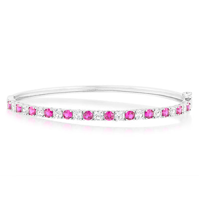 Created Ruby & Created White Sapphire Bangle Sterling Silver