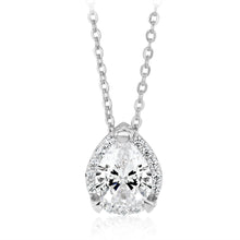 Load image into Gallery viewer, Natural White Sapphire Pear Shaped Pendant and Earring Set Sterling Silver