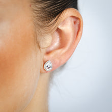 Load image into Gallery viewer, Natural White Sapphire Pear Shaped Pendant and Earring Set Sterling Silver