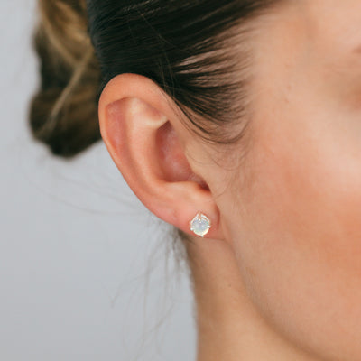 Sterling Silver Natural Opal Round 4x6mm Stud Earrings