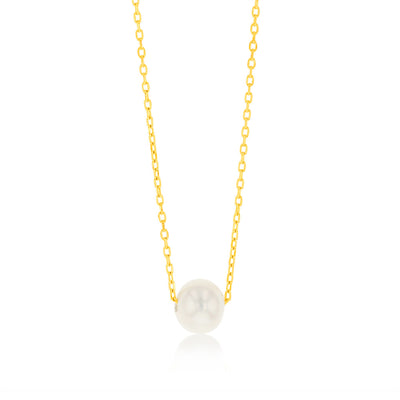 7-8MM Fresh Water Pearl Slide Chain in Gold Plated Sterling Silver