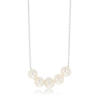 6-7mm 5White Fresh Water Pearl Pendant in Sterling Silver