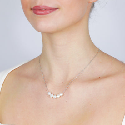 6-7mm 5White Fresh Water Pearl Pendant in Sterling Silver