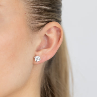 Created Sapphire Stud Earrings in Sterling Silver