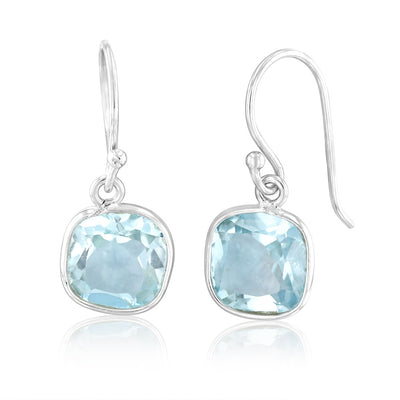 Sterling Silver 3 Carat Blue Topaz Drop Earrings