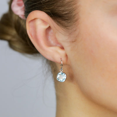 Sterling Silver 3 Carat Blue Topaz Drop Earrings