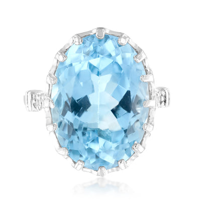 Sterling Silver 16Carat Blue Topaz Ring