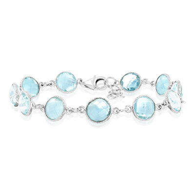 Sterling Silver 25Carat Blue Topaz Bracelet