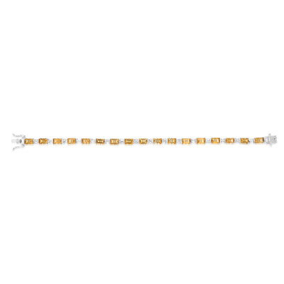 Sterling Silver 12.5 Carat Natural Citrine + White Topaz Bracelet 18CM