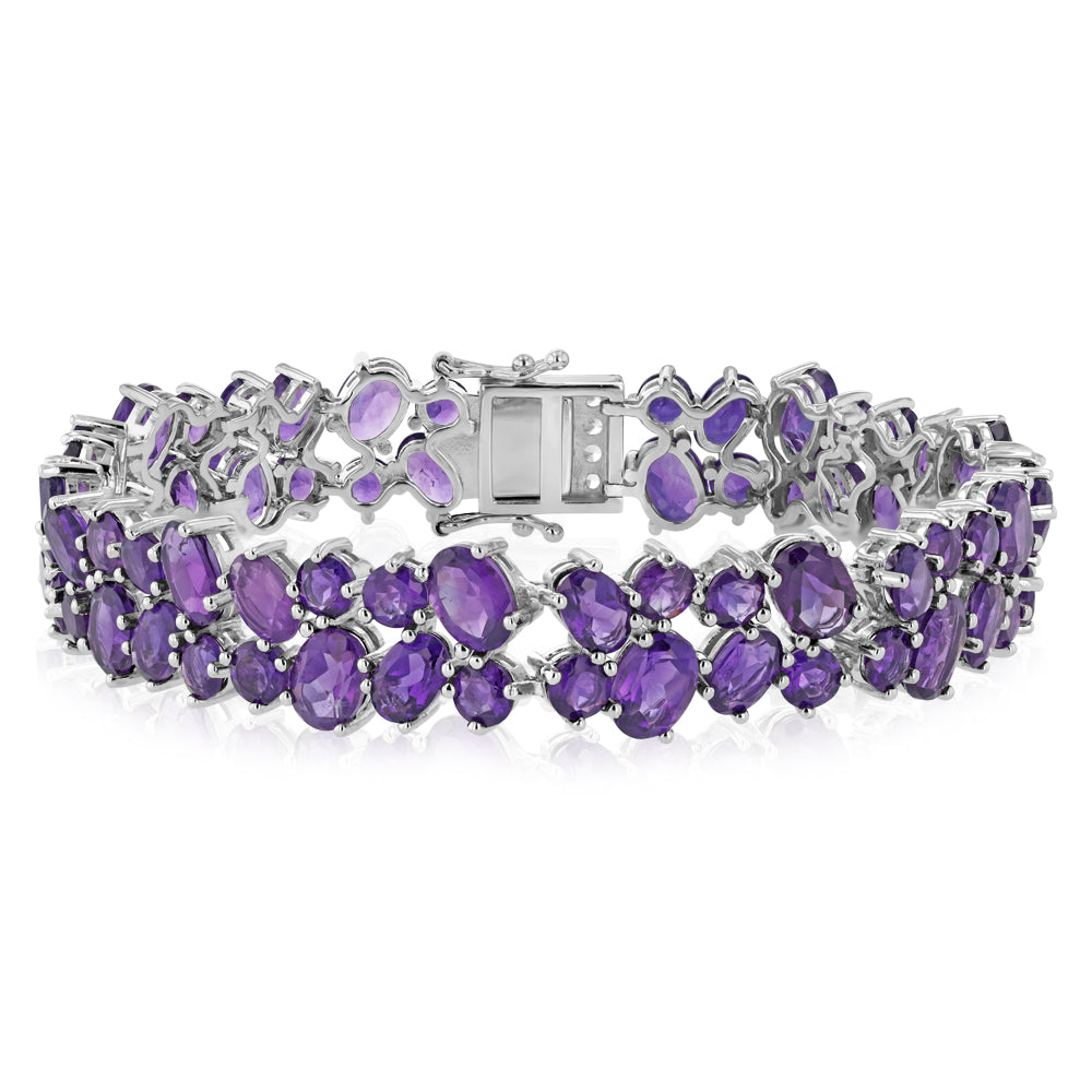30 Carat Amethyst bracelet 19cm in Sterling Silver