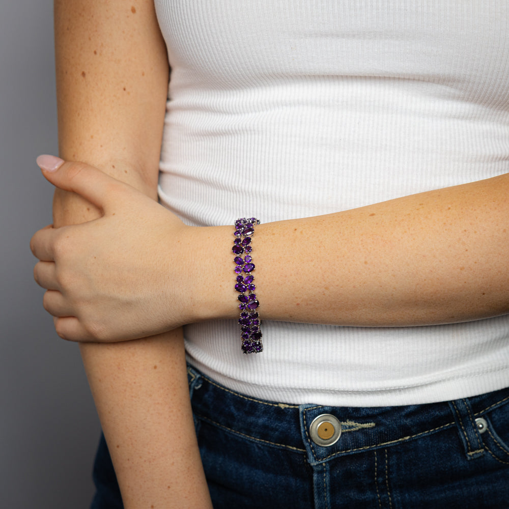 30 Carat Amethyst bracelet 19cm in Sterling Silver
