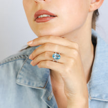 Load image into Gallery viewer, 7.25 Carat Blue Topaz Oval Shaped Ring in Sterling Silver