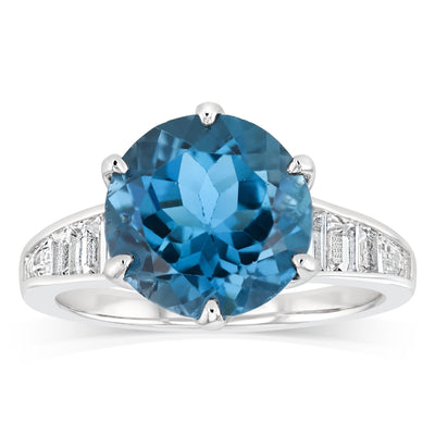London Blue and White Topaz Ring in Sterling Silver