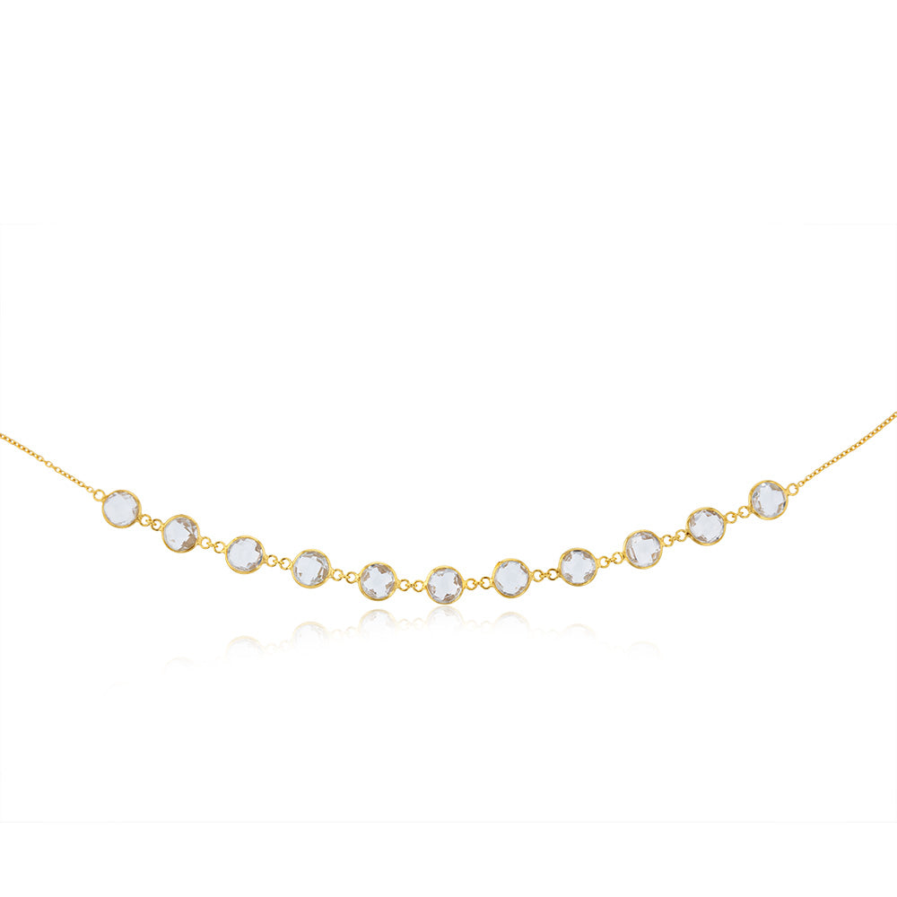 24 Carat White Topaz Necklace 45cm in Gold Plated Silver