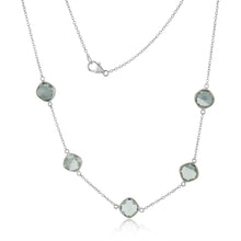 Load image into Gallery viewer, 5 Green Amethyst Necklace on 45cm Chain in Sterling Silver