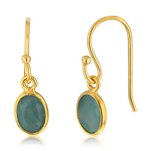 Load image into Gallery viewer, 2 Carat Emerald Drop Earrings in Gold Plated Silver