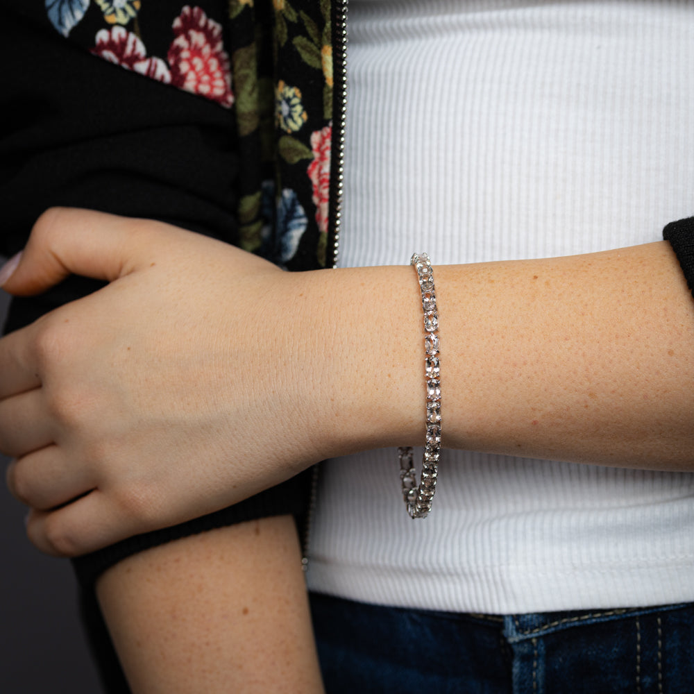 12 Carat Morganite Bracelet 18cm in Sterling Silver