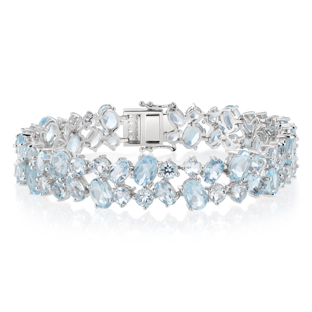 40 Carat Blue Topaz bracelet 19cm in Sterling Silver