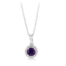 Load image into Gallery viewer, Amethyst and White Zirconia Earring and Pendant on Chain in Sterling Silver
