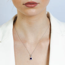 Load image into Gallery viewer, Amethyst and White Zirconia Earring and Pendant on Chain in Sterling Silver
