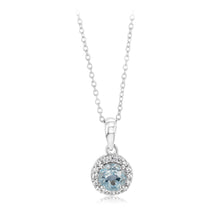 Load image into Gallery viewer, Bue Topaz and White Zirconia Earring and Pendant Set on Chain in Sterling SIlver