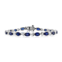 Load image into Gallery viewer, 10.20 Carats Created Sapphire &amp; Diamond Bracelet in Sterling Silver