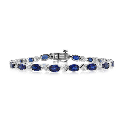 10.20 Carats Created Sapphire & Diamond Bracelet in Sterling Silver