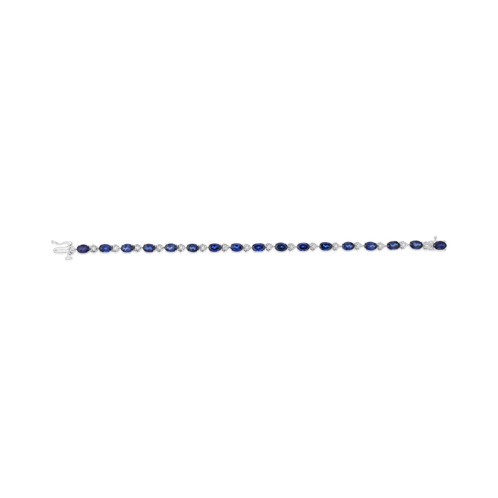 10.20 Carats Created Sapphire & Diamond Bracelet in Sterling Silver