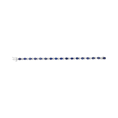 10.20 Carats Created Sapphire & Diamond Bracelet in Sterling Silver