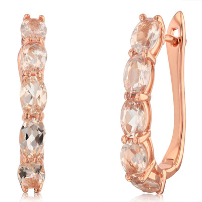 Morganite Hoop Earrings in Gold Plated Silver