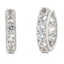 Load image into Gallery viewer, Natural Aquamarine Hoop Earrings in Sterling SIlver