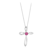Load image into Gallery viewer, Ruby Pendant on Chain in Rhodium Plated Silver